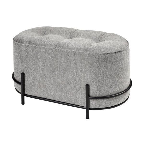 Atlas Brida Ottoman - Modern-Luxe Grey Velvet Footrest with Stylish Oval Design & Sturdy Iron Base SE11007-01