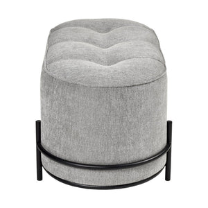 Atlas Brida Ottoman - Modern-Luxe Grey Velvet Footrest with Stylish Oval Design & Sturdy Iron Base SE11007-01