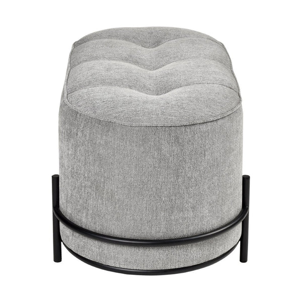 Atlas Brida Ottoman - Modern-Luxe Grey Velvet Footrest with Stylish Oval Design & Sturdy Iron Base SE11007-01