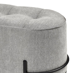 Atlas Brida Ottoman - Modern-Luxe Grey Velvet Footrest with Stylish Oval Design & Sturdy Iron Base SE11007-01