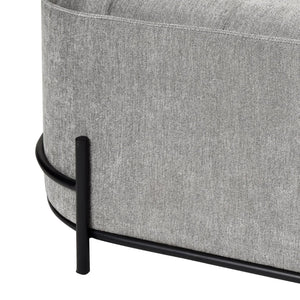 Atlas Brida Ottoman - Modern-Luxe Grey Velvet Footrest with Stylish Oval Design & Sturdy Iron Base SE11007-01