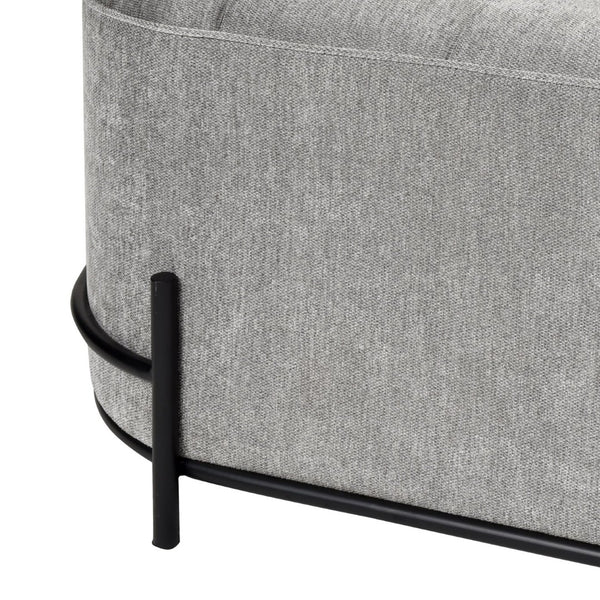 Atlas Brida Ottoman - Modern-Luxe Grey Velvet Footrest with Stylish Oval Design & Sturdy Iron Base SE11007-01