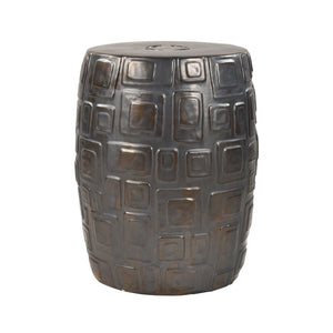Atlas Cambeck Accent Stool - Midcentury Modern Earthenware Seating with Sculptural Design and Texture Black SE11008-01