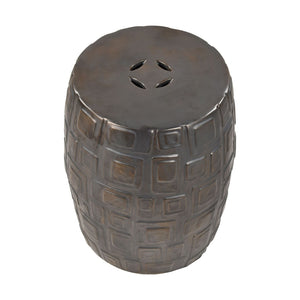 Atlas Cambeck Accent Stool - Midcentury Modern Earthenware Seating with Sculptural Design and Texture Black SE11008-01