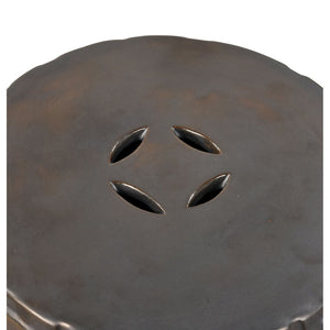 Atlas Cambeck Accent Stool - Midcentury Modern Earthenware Seating with Sculptural Design and Texture Black SE11008-01