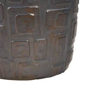 Atlas Cambeck Accent Stool - Midcentury Modern Earthenware Seating with Sculptural Design and Texture Black SE11008-01