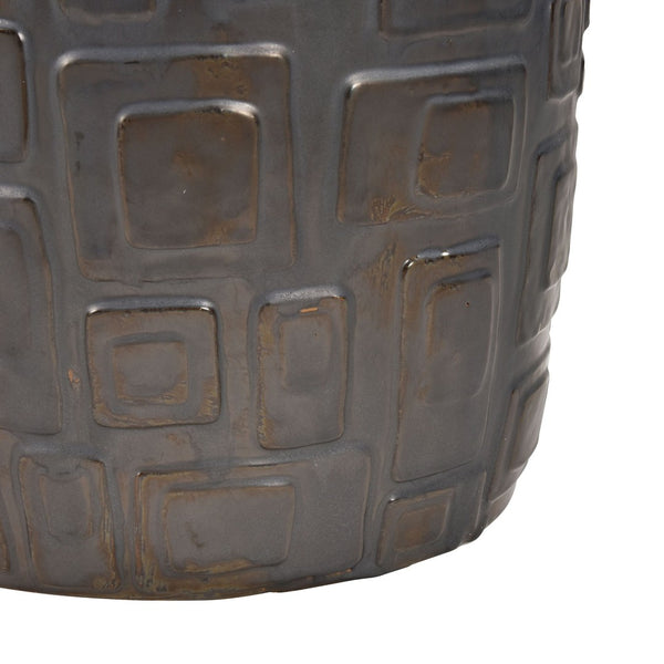 Atlas Cambeck Accent Stool - Midcentury Modern Earthenware Seating with Sculptural Design and Texture Black SE11008-01
