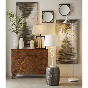 Atlas Cambeck Accent Stool - Midcentury Modern Earthenware Seating with Sculptural Design and Texture Black SE11008-01