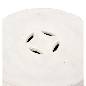Atlas Cambeck Accent Stool - Midcentury Modern Earthenware Seating with Sculptural Design and Texture White SE11008-02