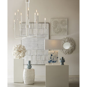 Atlas Cambeck Accent Stool - Midcentury Modern Earthenware Seating with Sculptural Design and Texture White SE11008-02