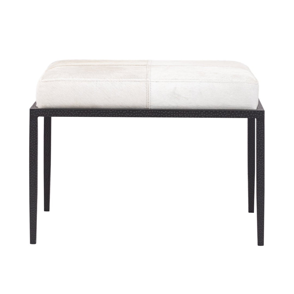 Atlas Canyon Short Bench - Elegant Dark Bronze Frame with Luxurious Ivory Hide for Stylish Spaces SE11009-01