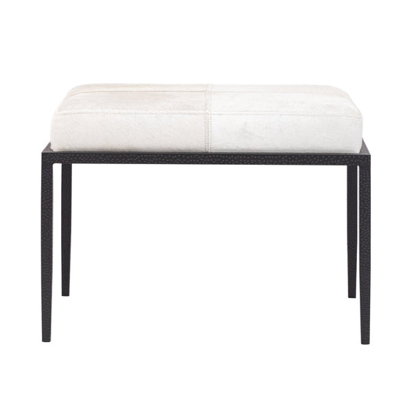 Atlas Canyon Short Bench - Elegant Dark Bronze Frame with Luxurious Ivory Hide for Stylish Spaces SE11009-01