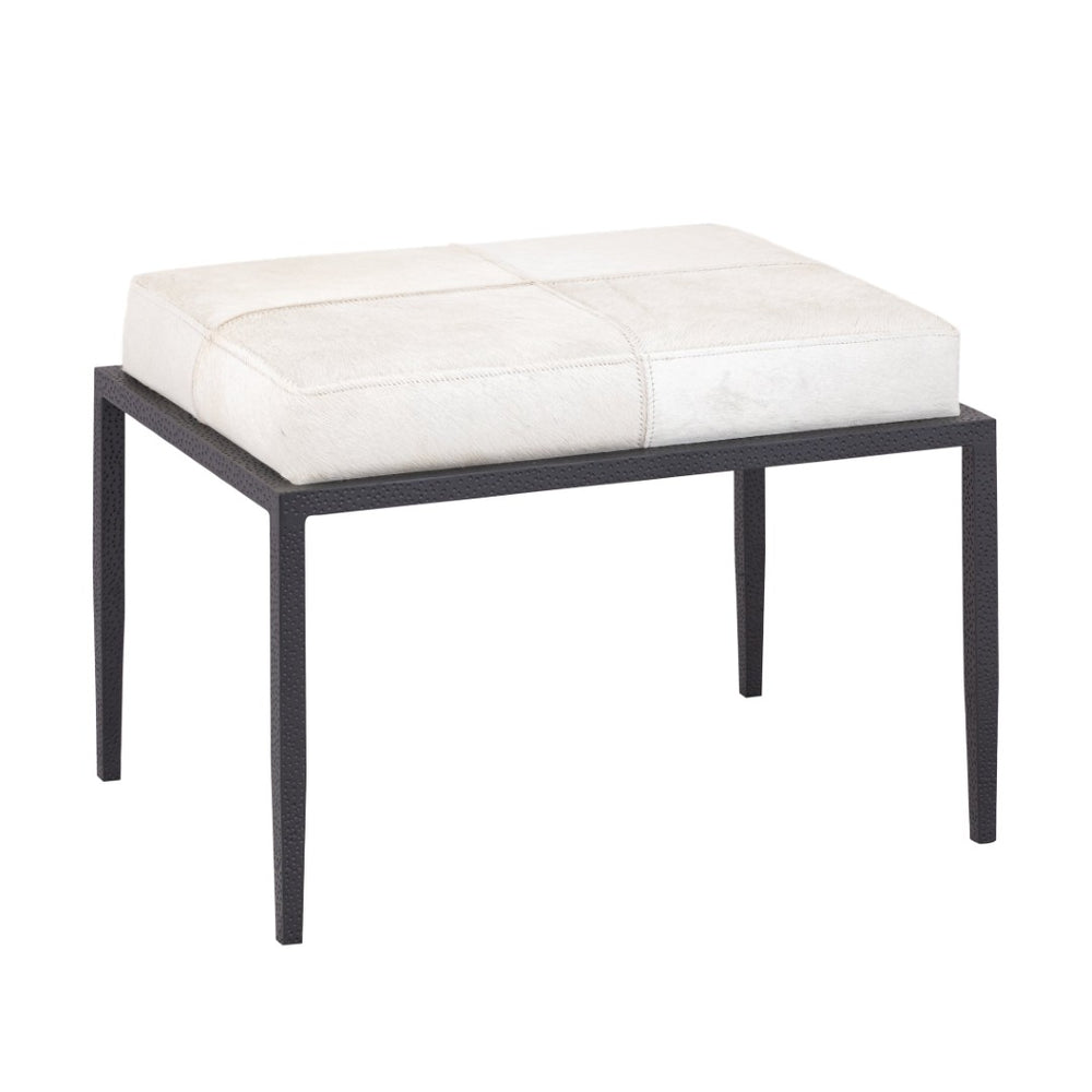 Atlas Canyon Short Bench - Elegant Dark Bronze Frame with Luxurious Ivory Hide for Stylish Spaces SE11009-01