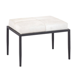 Atlas Canyon Short Bench - Elegant Dark Bronze Frame with Luxurious Ivory Hide for Stylish Spaces SE11009-01