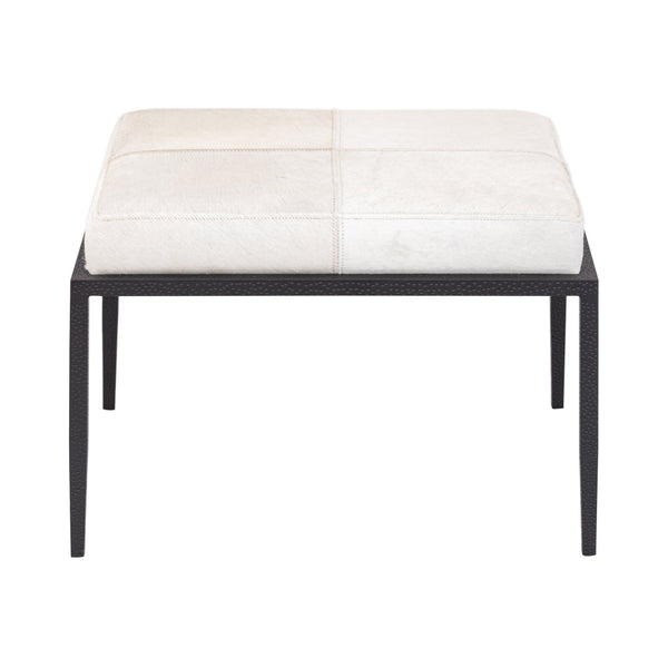 Atlas Canyon Short Bench - Elegant Dark Bronze Frame with Luxurious Ivory Hide for Stylish Spaces SE11009-01