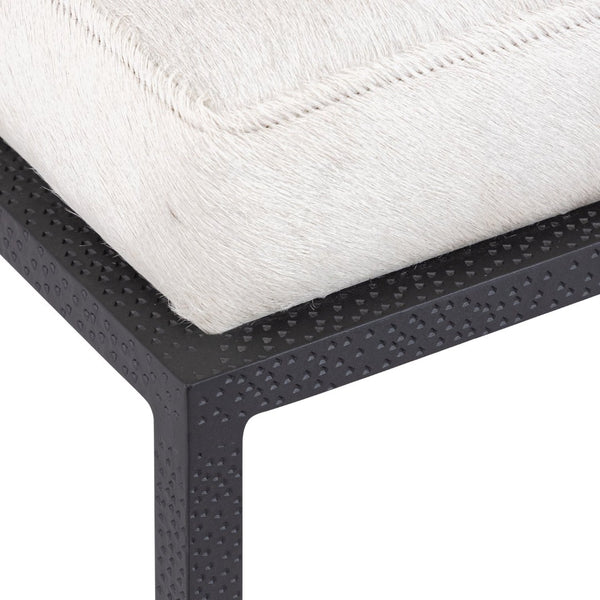 Atlas Canyon Short Bench - Elegant Dark Bronze Frame with Luxurious Ivory Hide for Stylish Spaces SE11009-01