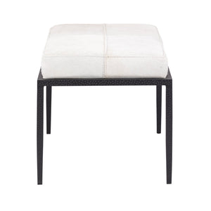 Atlas Canyon Short Bench - Elegant Dark Bronze Frame with Luxurious Ivory Hide for Stylish Spaces SE11009-01
