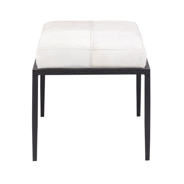 Atlas Canyon Short Bench - Elegant Dark Bronze Frame with Luxurious Ivory Hide for Stylish Spaces SE11009-01