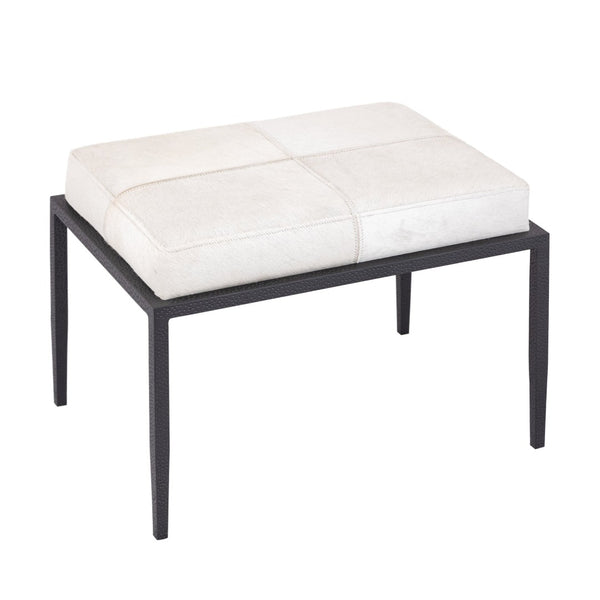 Atlas Canyon Short Bench - Elegant Dark Bronze Frame with Luxurious Ivory Hide for Stylish Spaces SE11009-01