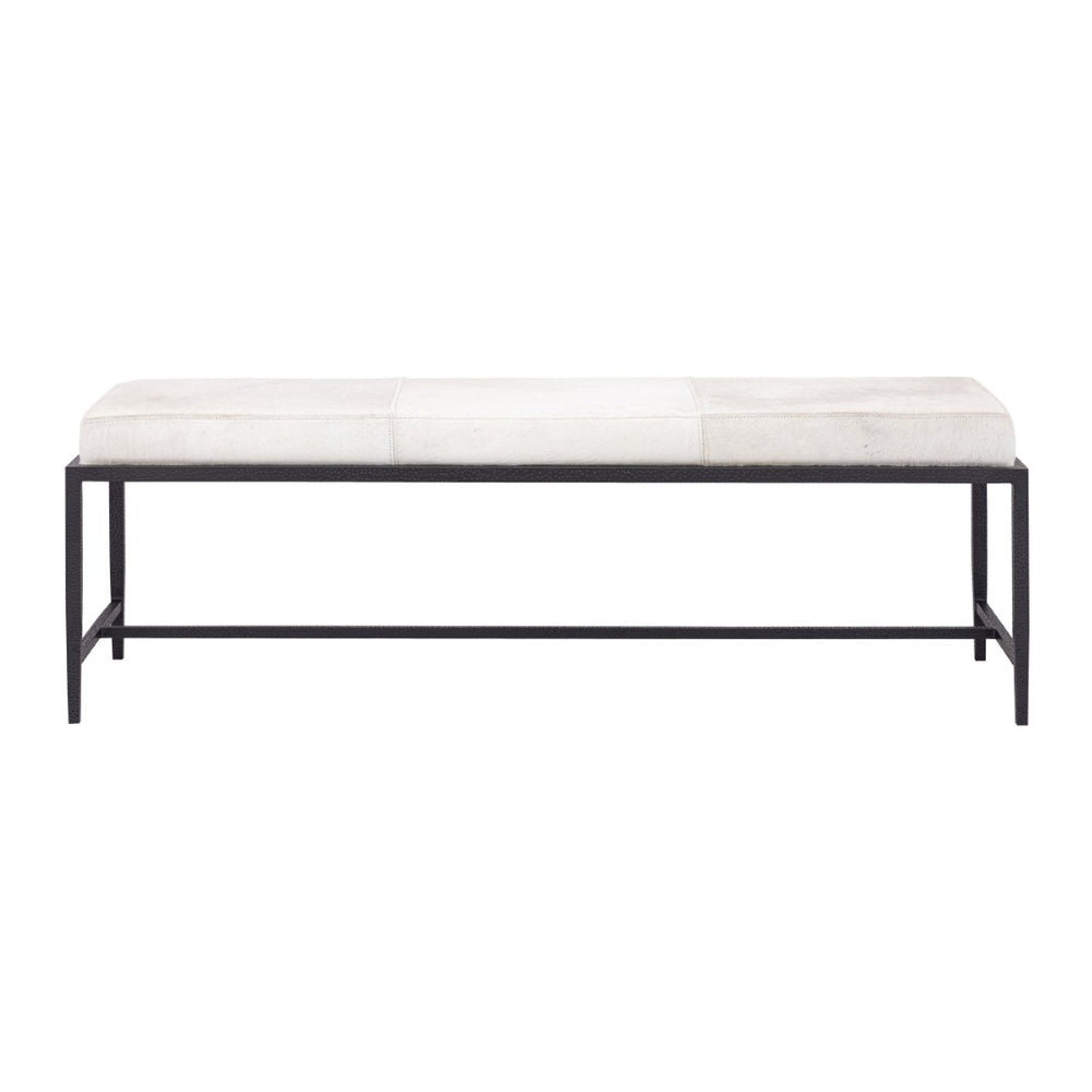 Atlas Canyon Long Bench - Modern Dark Bronze Frame with Ivory Hide Upholstery for Stylish Versatility SE11009-02