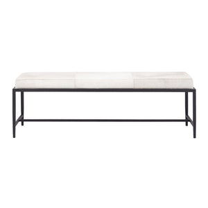 Atlas Canyon Long Bench - Modern Dark Bronze Frame with Ivory Hide Upholstery for Stylish Versatility SE11009-02