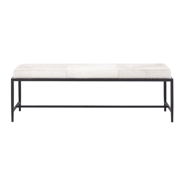 Atlas Canyon Long Bench - Modern Dark Bronze Frame with Ivory Hide Upholstery for Stylish Versatility SE11009-02