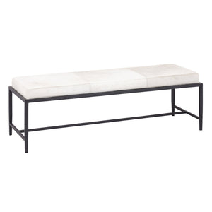 Atlas Canyon Long Bench - Modern Dark Bronze Frame with Ivory Hide Upholstery for Stylish Versatility SE11009-02