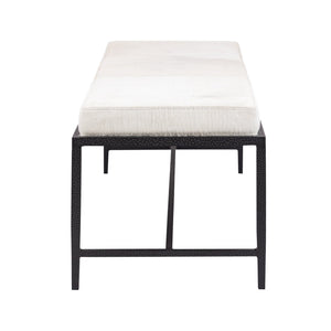 Atlas Canyon Long Bench - Modern Dark Bronze Frame with Ivory Hide Upholstery for Stylish Versatility SE11009-02