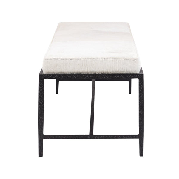 Atlas Canyon Long Bench - Modern Dark Bronze Frame with Ivory Hide Upholstery for Stylish Versatility SE11009-02