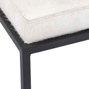 Atlas Canyon Long Bench - Modern Dark Bronze Frame with Ivory Hide Upholstery for Stylish Versatility SE11009-02