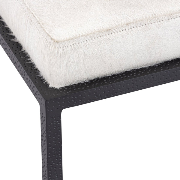 Atlas Canyon Long Bench - Modern Dark Bronze Frame with Ivory Hide Upholstery for Stylish Versatility SE11009-02