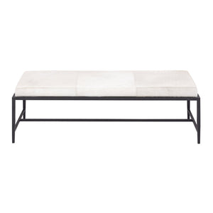 Atlas Canyon Long Bench - Modern Dark Bronze Frame with Ivory Hide Upholstery for Stylish Versatility SE11009-02