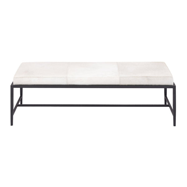Atlas Canyon Long Bench - Modern Dark Bronze Frame with Ivory Hide Upholstery for Stylish Versatility SE11009-02