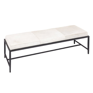 Atlas Canyon Long Bench - Modern Dark Bronze Frame with Ivory Hide Upholstery for Stylish Versatility SE11009-02
