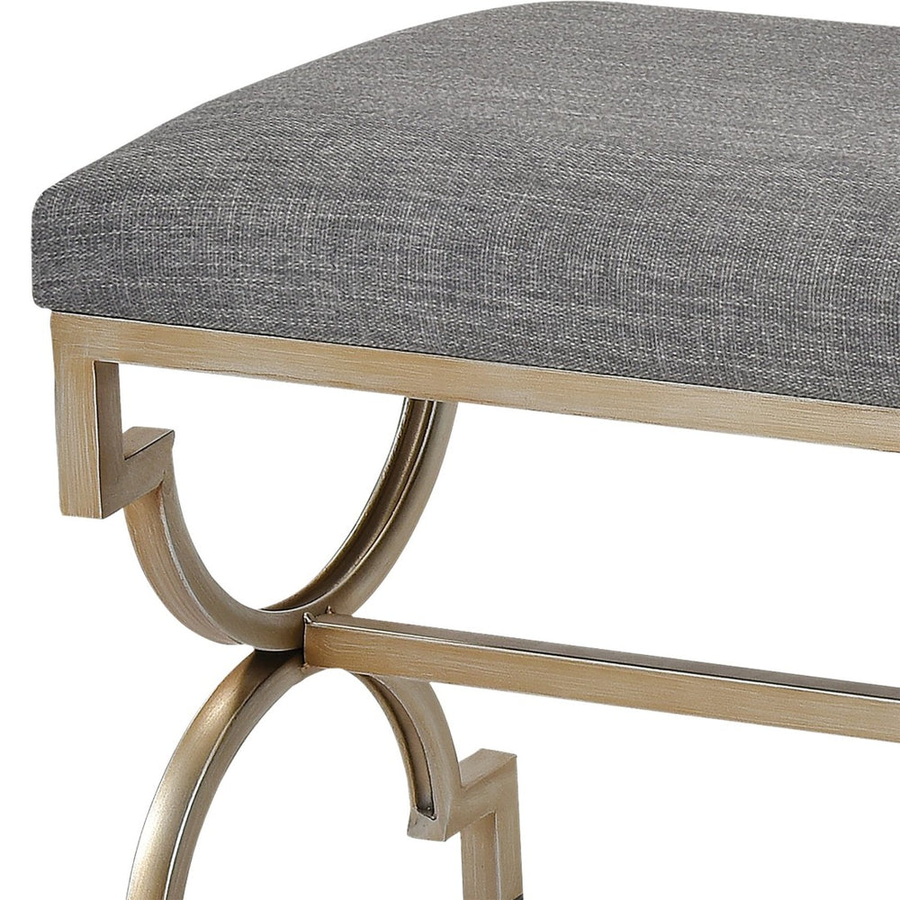 Atlas Comtesse Long Bench - Elegant Upholstered Seating for Entryways and Bedrooms with Metal Base Design Gray SE11011-01