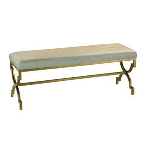 Atlas Comtesse Long Bench - Elegant Upholstered Seating for Entryways and Bedrooms with Metal Base Design Metallic Cream SE11011-02