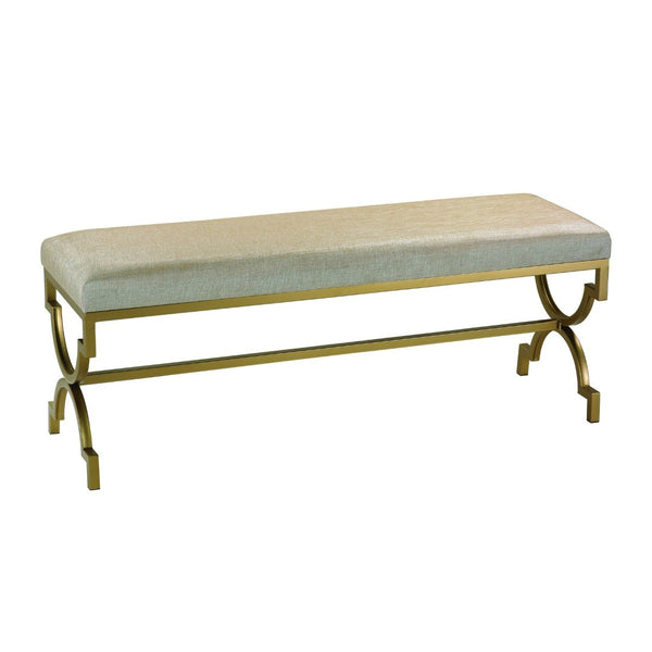 Atlas Comtesse Long Bench - Elegant Upholstered Seating for Entryways and Bedrooms with Metal Base Design Metallic Cream SE11011-02