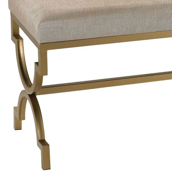 Atlas Comtesse Long Bench - Elegant Upholstered Seating for Entryways and Bedrooms with Metal Base Design Metallic Cream SE11011-02