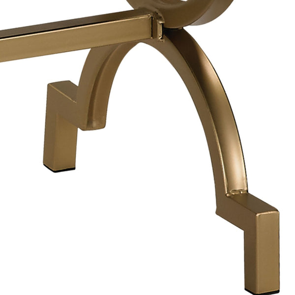 Atlas Comtesse Long Bench - Elegant Upholstered Seating for Entryways and Bedrooms with Metal Base Design Metallic Cream SE11011-02