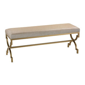 Atlas Comtesse Long Bench - Elegant Upholstered Seating for Entryways and Bedrooms with Metal Base Design Metallic Cream SE11011-02