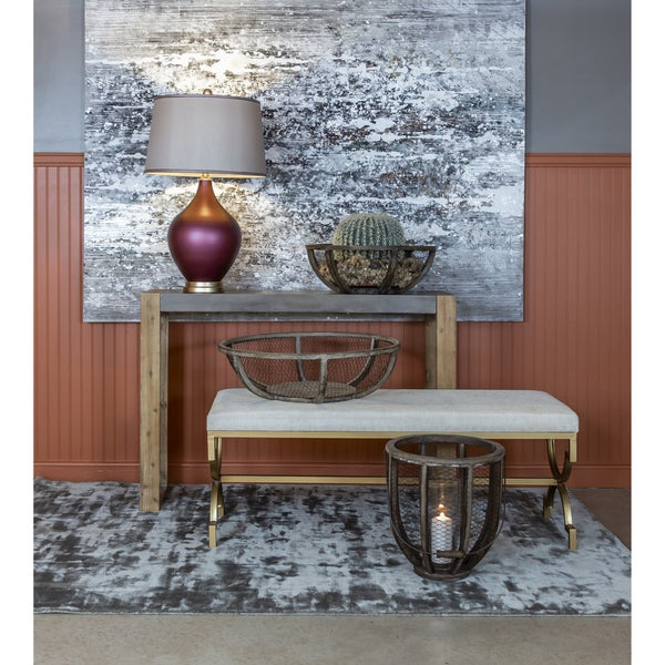 Atlas Comtesse Long Bench - Elegant Upholstered Seating for Entryways and Bedrooms with Metal Base Design Metallic Cream SE11011-02