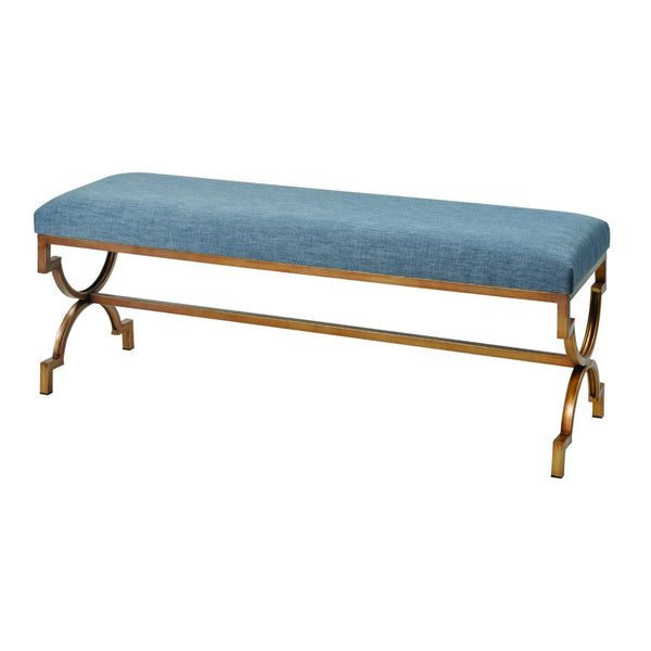 Atlas Comtesse Long Bench - Elegant Upholstered Seating for Entryways and Bedrooms with Metal Base Design Blue SE11011-03