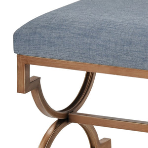 Atlas Comtesse Long Bench - Elegant Upholstered Seating for Entryways and Bedrooms with Metal Base Design Blue SE11011-03
