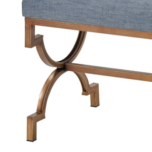 Atlas Comtesse Long Bench - Elegant Upholstered Seating for Entryways and Bedrooms with Metal Base Design Blue SE11011-03