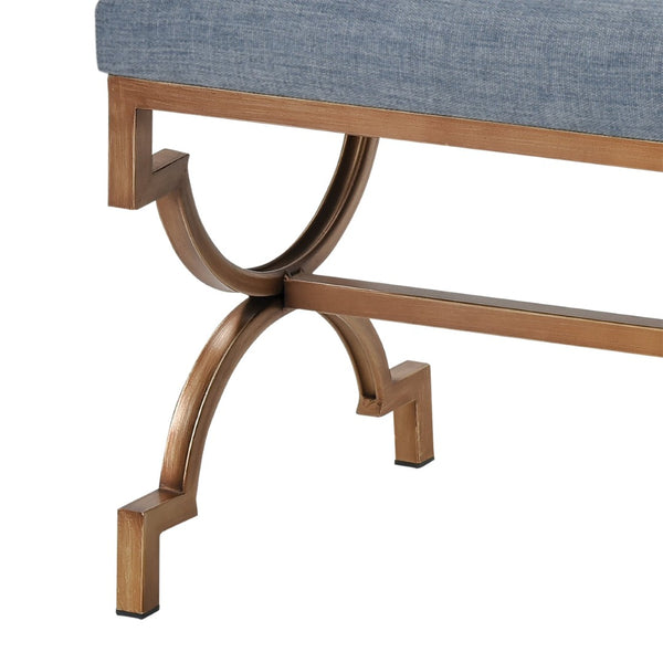 Atlas Comtesse Long Bench - Elegant Upholstered Seating for Entryways and Bedrooms with Metal Base Design Blue SE11011-03