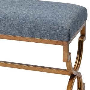 Atlas Comtesse Long Bench - Elegant Upholstered Seating for Entryways and Bedrooms with Metal Base Design Blue SE11011-03