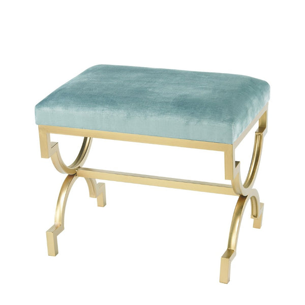 Atlas Comtesse Long Bench - Elegant Upholstered Seating for Entryways and Bedrooms with Metal Base Design Light Blue SE11011-04