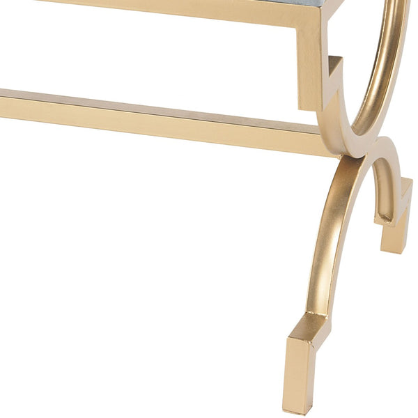 Atlas Comtesse Long Bench - Elegant Upholstered Seating for Entryways and Bedrooms with Metal Base Design Light Blue SE11011-04