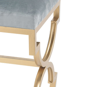 Atlas Comtesse Long Bench - Elegant Upholstered Seating for Entryways and Bedrooms with Metal Base Design Light Blue SE11011-04