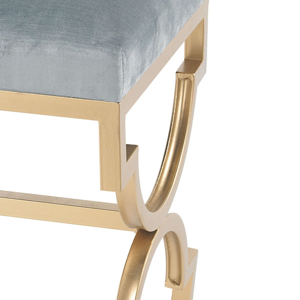 Atlas Comtesse Long Bench - Elegant Upholstered Seating for Entryways and Bedrooms with Metal Base Design Light Blue SE11011-04